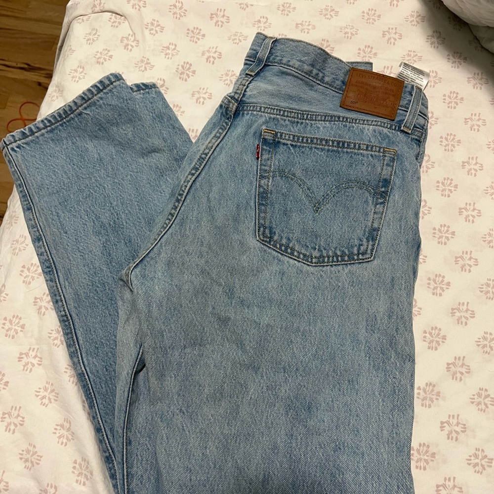 Levi's Men's 501 Straight Jeans in Light Blue Denim